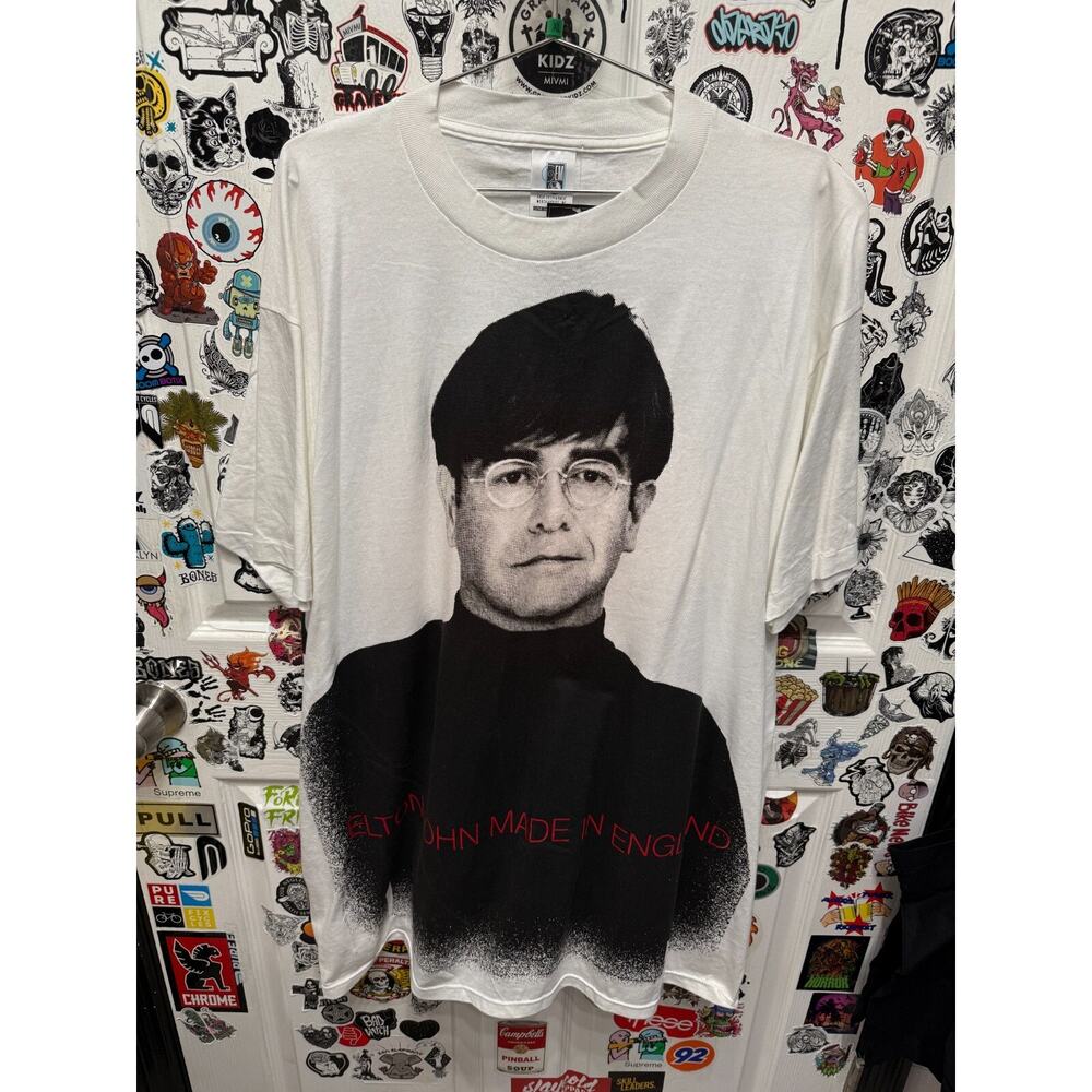 1995 Elton John Tour "Made In England" White Shirt AOP Size L